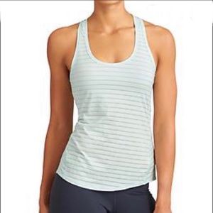 Athleta Light Blue Stripe Workout Tank Top Sz Med